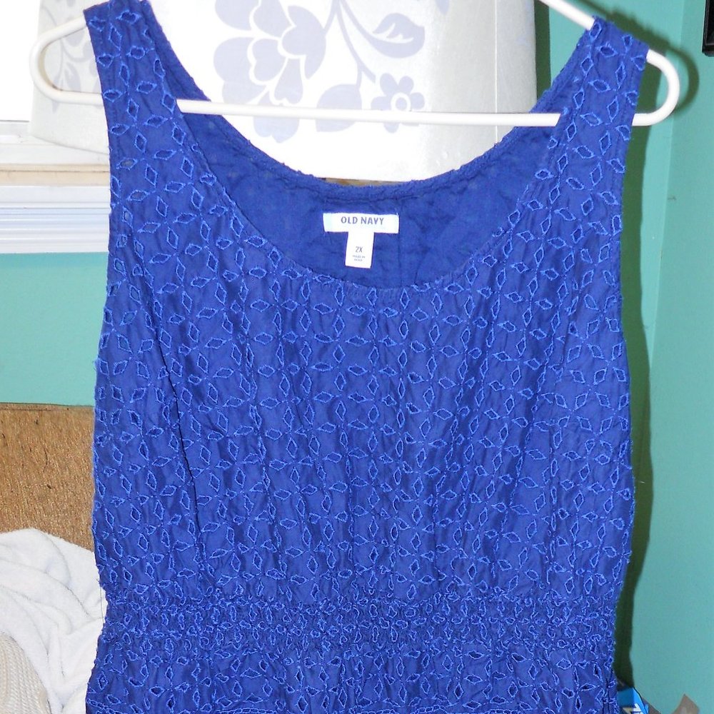 Old Navy dress 2X cotton poly navy slvless lined